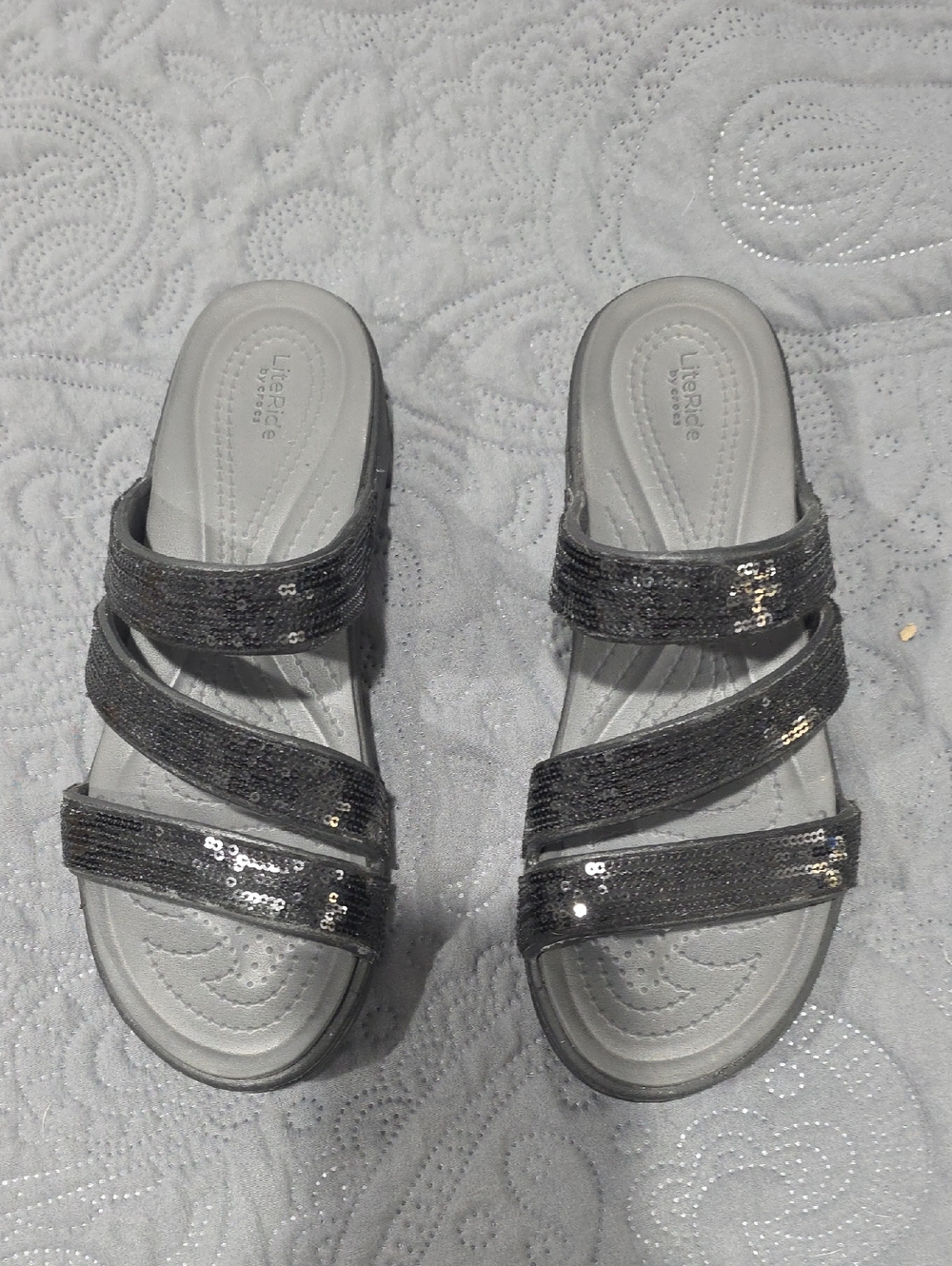 Crocs Sequin Strappy Slide Sandals - Women's